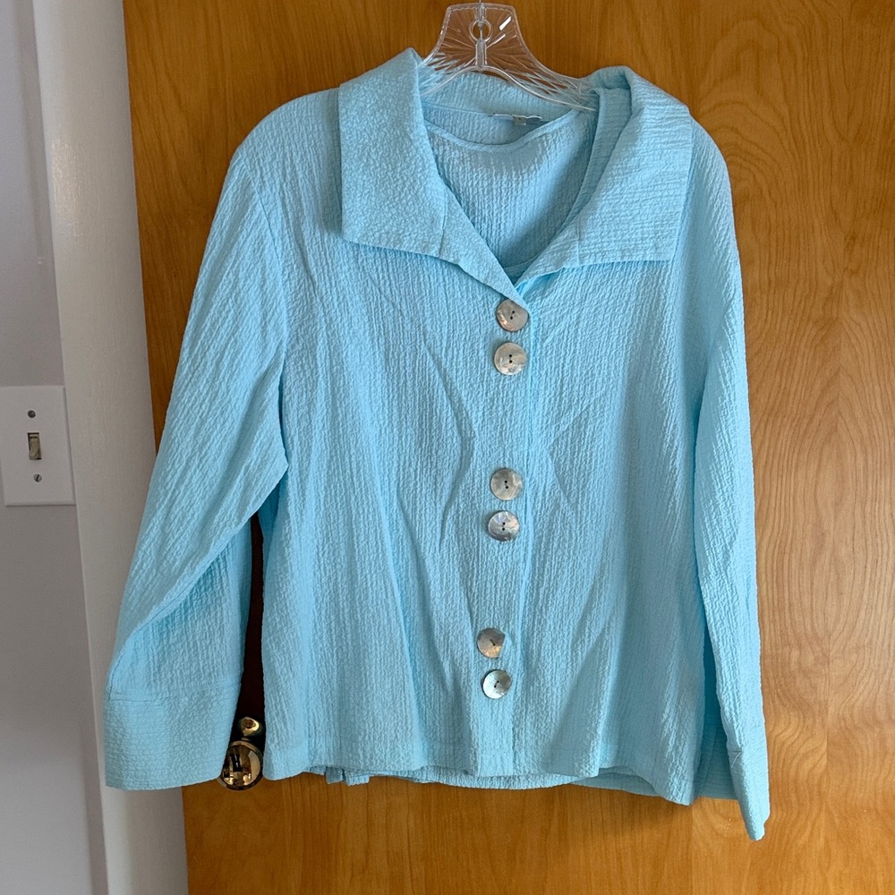 Habitat Light Blue Textured Button-Up Jacket and shell